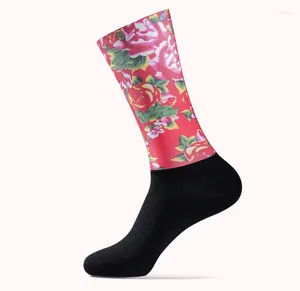 Sportsocken Laser Schnitt ein Paar 2024 Nordost Big Flower Cycling Antislip Bike Racing Miti atmungsaktiv für Männer und Frauen