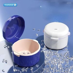 Storage Bottles Denture Bath Box Cleaning Teeth Case Dental False With Hanging Net Container Boxs