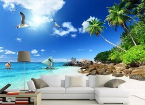 Wallpapers Custom Po 3d Wallpaper Non-woven Mural Coconut Palm Beach Scenery Decoration Painting Wall Murals For Walls 3 D