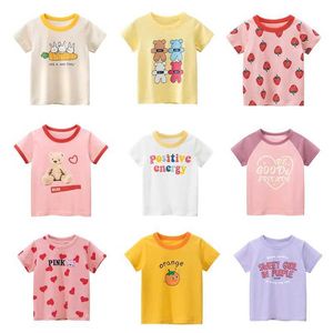 T-shirts 2023 Summer Children Short Sleeve T-shirts For Girl Printed Bear Baby Girl Top 2-8 Years Baby Girl T Shirts Toddler Girl Clothes T240509