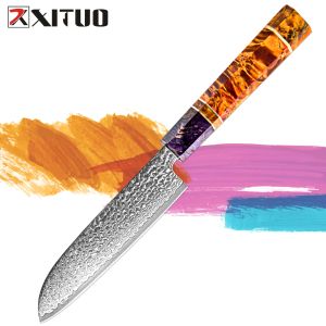 Santoku bıçak 5 inç şam Japon çelik mutfak bıçağı sekizgen ahşap sap en iyi şef santoku bıçaklar keskin fayda bıçak