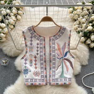 Fashion Waistcoat Women O Neck Embroidery Geometric Sleeveless Casaco Feminino Allmatch Autumn Vest Woman Vintage Drop 240513