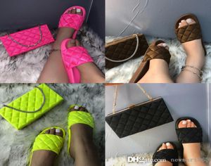 2022 Summer Designer Womens Slippers And Bags New Plaid Sandals Dinner Plaid Shoes And Fashion Bag6252252