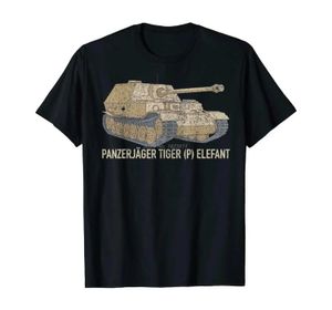 Męskie koszulki Elefant Tank Niszczyciel Niemiecki Panzerjager Tiger (P) T-shirt zbiornikowy Summer Bawełna krótka slve o-deteric