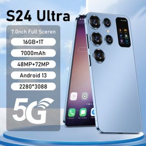 الهاتف الذكي الأصلي الجديد S24 Ultra 5G 7.0HD 16G+1T الهواتف المحمولة المزدوجة SIM ANDROID غير مؤمّن هاتف محمول 72 ميجابكسل 7000 مللي أمبير في الساعة