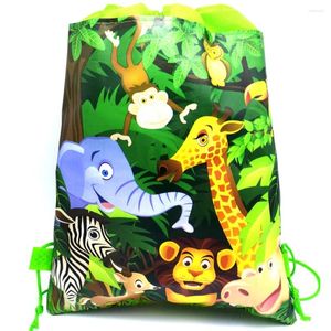 Prezent Dżungla Zwierzęta Urodziny S Nienkwajane tkaniny Prezenty Darownki Torba Lion Elephant Zebra Giraffe Baby Shower