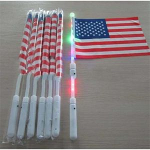 LED American of Hand Flags 4. Juli Independence Day USA Banner Patriotische Days Parade Party Flagge mit Lichtern