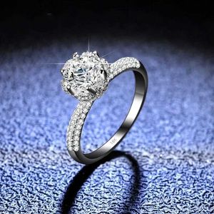 Anéis de casamento Deluxe 18k Platinum Diamond Ring adequado para joias eternas femininas True GRA VVS 1 Carat Acessórios de Silicone Bridal Q240511