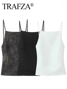 Tanques femininos Trafza Mulheres Moda Moda Solid Camis Top tiras