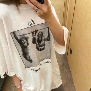 Neues SS Rose Affe Cartoon Print Gorilla Muster Sommer Dünnes Paar Sport kurzärmeliges T-Shirt lässig Herren und Frauen runder Nacken losen Top-T-Shirt