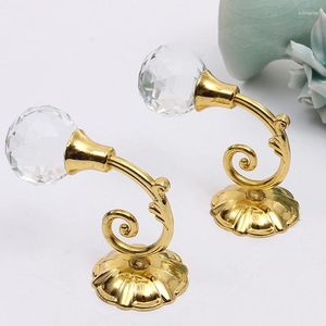 Hooks 2pcs Large Metal Crystal Glass Curtain Holdback Wall Tie Back Hanger Holder Rods Accessoires
