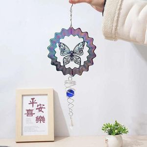 Decorative Figurines Rotating Wind Spinner Butterfly Birds Home Decor Room Garden Hanging Decoration Outdoor Balcony Crystal Chime Glass