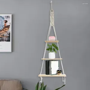 Wandteppiche diy handgefertigte Quasten Makrame Wandteppich Wandhänge Regal Boho Baumwollseil schwimmend Hang Organizer für Pflanzenecke Küche