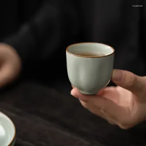 Tea Cups Master Cup Single Beige Ru Ware Gracked Glaze Stödlig set keramisk retro teacupmugg