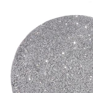 Party Decoration Decorative Placemat For Wedding Banquets Heat Insulation Home Dinner Silver Sparkle Glitter Round Glam Decorarion