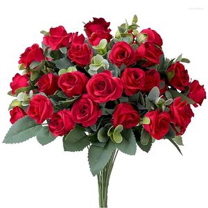 Kwiaty dekoracyjne sztuczny kwiat róży bukiet biały czerwony dekoracja ślubna 11 głów