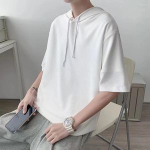 Men's T Shirts Summer Fashion Man Baggy Short Sleeve Hooded Pullover Hoodie T-Shirt Solid Color Hip Hop Tees Top Shirt For Men Clothing