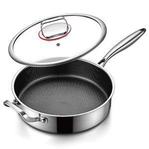DOTCLAD Pan,hybrid Non Stick 5 Quart Saute Pan,pfoa Free Cookware,stainless Steel Skillet,12 Inch Deep Frying Pans Nonstick with Lid,dishwasher and Oven Safe,