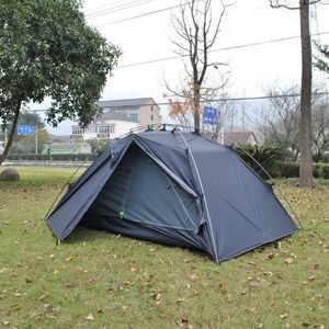 Tält och skyddsrum svart tält ultralight 20d silikonbelagd vandring CZX-312 utomhusgravitet 1p/2p 2-person tentq240511