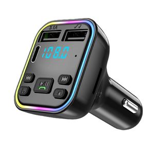QC3.0 CAR BT 5.0 G38 FM 송신기 PD Type-C 이중 USB 포트 빠른 충전 화려한 LED 라이트 카 충전기 무선 MP3 플레이어