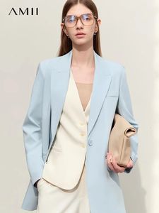 AMII Minimalism Blazer for Women Korean Sping Loose Office Lady Womens Jacket Fashion Black Solid Female Coat 12321065 240513