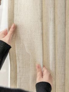 Cortina estilo japonês vento retro silencioso retro espessado algodão e linho texture bedroom salon gaze