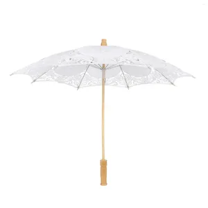 Umbrellas Toyvian Lace Umbrella Handmade Bridal Pography With Wooden Handle For Wedding Dancing Parties (Pure White)