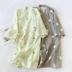 Caso para casa Mulheres e vestes finas roupas de dormir de pijamas amantes de banho de verão gaze manto japonês spring outono feminino algodão quimonos