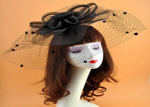 Mesh Floral Fascinator retro tarzı saç takılar büyük boy ağ noktaları büyüleyici şapkalar1912942