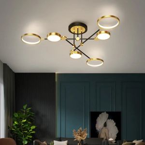 Lustre de teto LED moderno Luzes de teto de luxo da sala de estar da sala de estar da sala de jantar em casa lâmpadas nórdicas internas iluminação