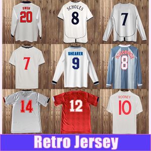 1989 2012 Shearer Mens Retro Soccer Jerseys Owen Southgate Sheringham Scholes Gerrard Rooney Gascoigne Home White Away Football Shirts
