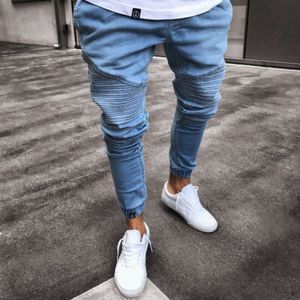 Trendy jeansowe moda męska Baby Blue ciasne ciasne 2018 nowe ubrania M513 50 50