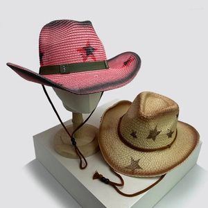 Berets Women Star Millennium Spicy Cowboy Hats Gradient Outdoor Breathable Sunshade Travel Straw Caps Versatile American Vintage