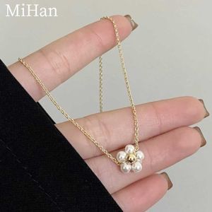 Pendant Necklaces Fashion Jewelry Pendant Necklace Sweet Korean Temperature Simple Design Simulation Pearl Necklace Womens Gift J240513