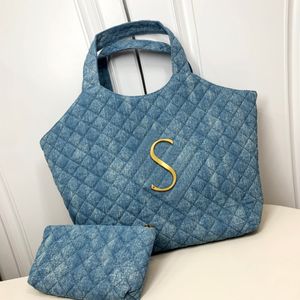 Designer tote bag Womens Luxury Vintage Denim Handbag 10A quality Large Capacity quilted leather Icare tote Shopping bags Large Shoulder bags Blue Jean beach bag