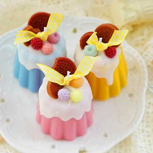 5Pcs Candles Cannele Candle Fake Dessert Canels Pudding Candle Scented for Coffee Shop House Decoration Aromatic Food Candles