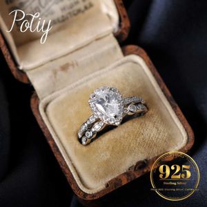 Обручальные кольца Potiy Marquise Infinity 1ct Pear Cut Cubic Circonia Card Card Cring Кольцо обетовать невеста годовщина подарок Q240511