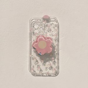 Custodia per telefono floreale iPhone14 Custodia per telefono 11 Apple per 15Pro Max Pink Flower Stand 8 Painted 12/X Generation 13 Design di nicchia