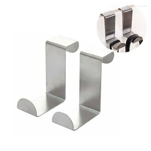 Hooks 2pc rostfritt stållåda krok reversibel över dörrskåpskåp handdukhängare hållare rack för kontor kökrock
