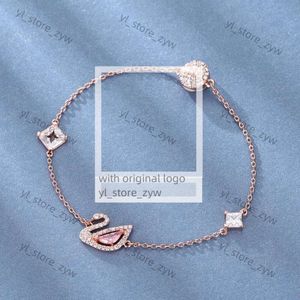 Swarovskis Bracelet Jewelry Women Original High Quality Charm Bracelets Rose Gold Pink Romantic Swan cf39
