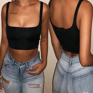 Women's Tanks Women Basic Vest Summer Sexy Slim Sleeveless Tank Tops Midriff Crop Short Female Tees Solid Color Fitness Work Out Y2K
