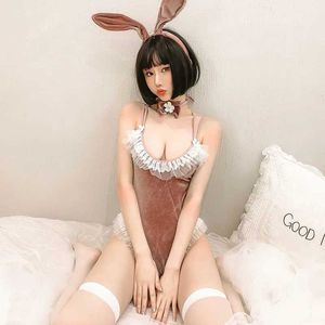 Sexy Set Manga Wystawa Kawaii Rola Pragnij Odzież Rabbit Ubranie sztuczne skórzane materiały dla dorosłych Seksualne dopasowanie Q240511