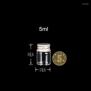 Garrafas de armazenamento 22 30 Mini vidro de 5ml 5ml com tampa de alumínio vazio de frascos de frascos de garrafa de desejamento 100pcslot