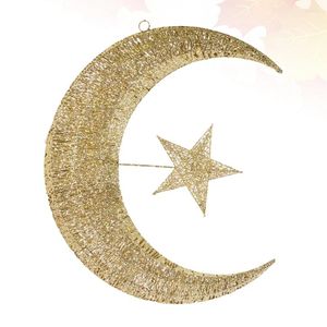 Decorative Figurines Gold Moon Star Hanging Ornament Glitter Decor Wall Christmas Party Decorations