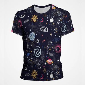 Espaço cósmico Nebulosa Sun Star Moon Tshirt Womens Top Summer Summer Shorve Impresso 240422