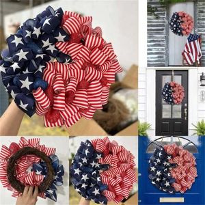Flores decorativas dia da independência guirlanda patriótica americana iluminada ao ar livre dia dos namorados para porta da frente externa