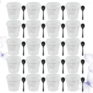 Tek kullanımlık fincan pipetler 50 set Mousse Cup DIY Tiramisu Tatlı Kaşık ve Kapak Rastgele Renkli Yaratıcı Konteyner