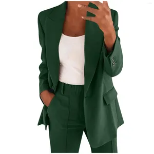 Calças de duas peças femininas Blazer ternos de casaco Top peças