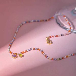 Colares pendentes mineiros boho arco -íris contas de strand colares de miçangas para mulheres 14k ouro banhado aço inoxidável não manchas de aço inoxidável