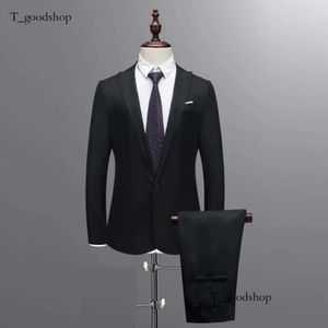 Men's Slim Button Suit Pure Color Dress Blazer Host Show Jacket Coat & Pant 855